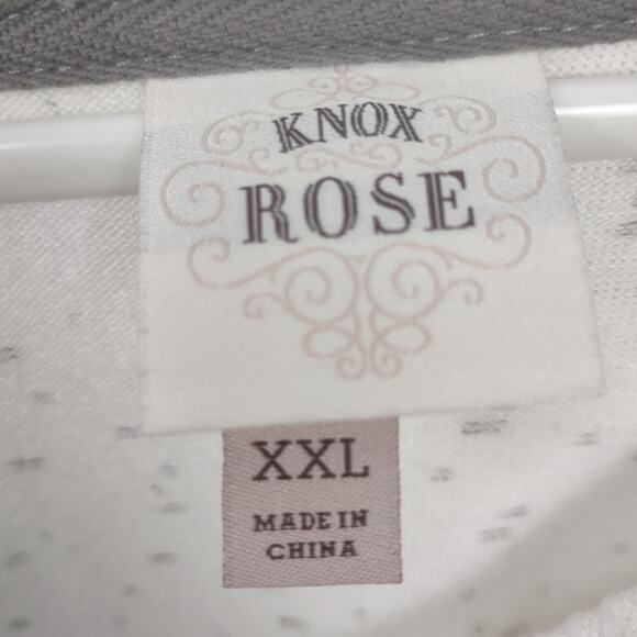 Knox Rose Sz XXL Oversized Pullover Cream V-neck Asymmetrical Raw Hem Sweater - Picture 4 of 13